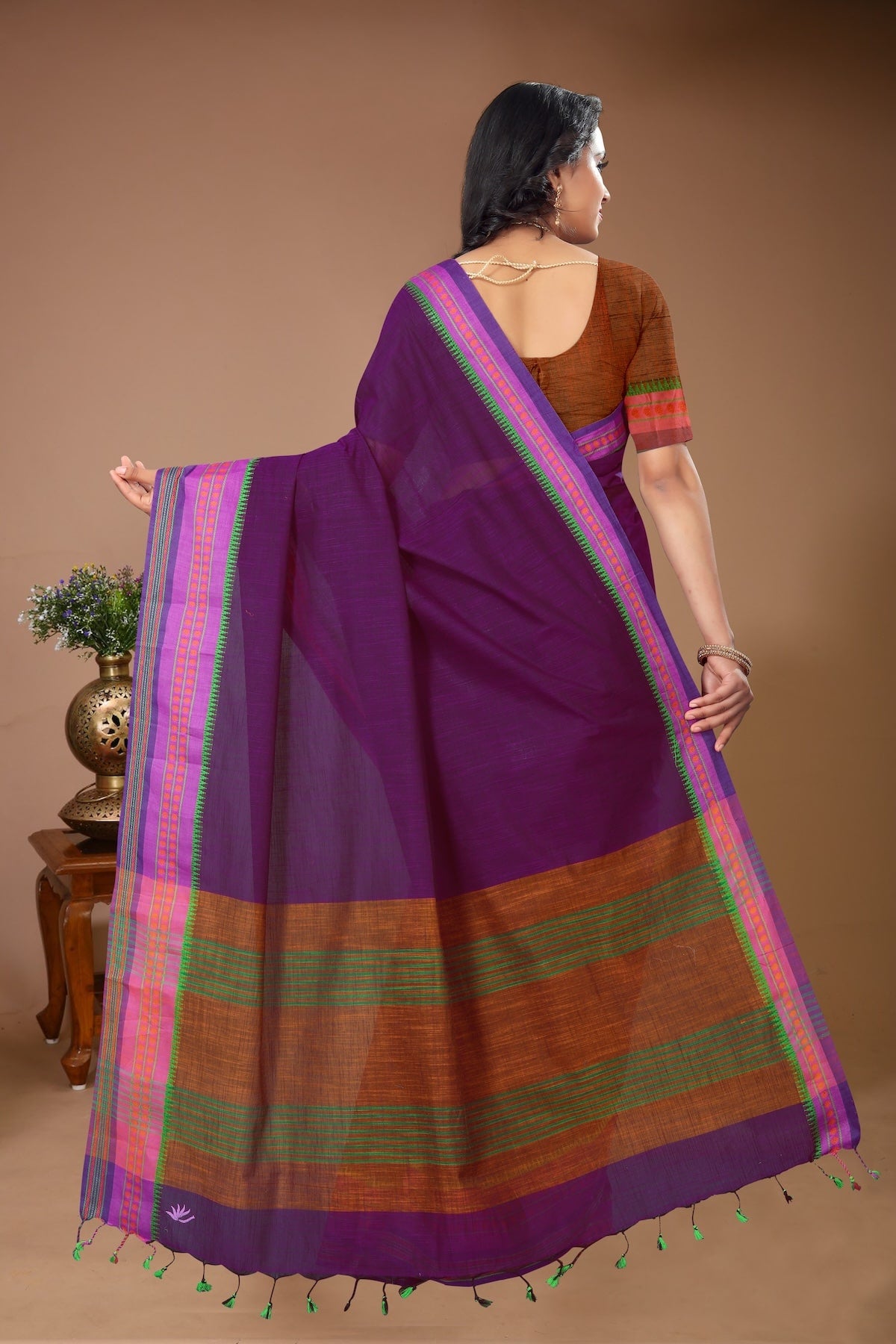 Sahaj - Purple Pink Cotton Printed Saree