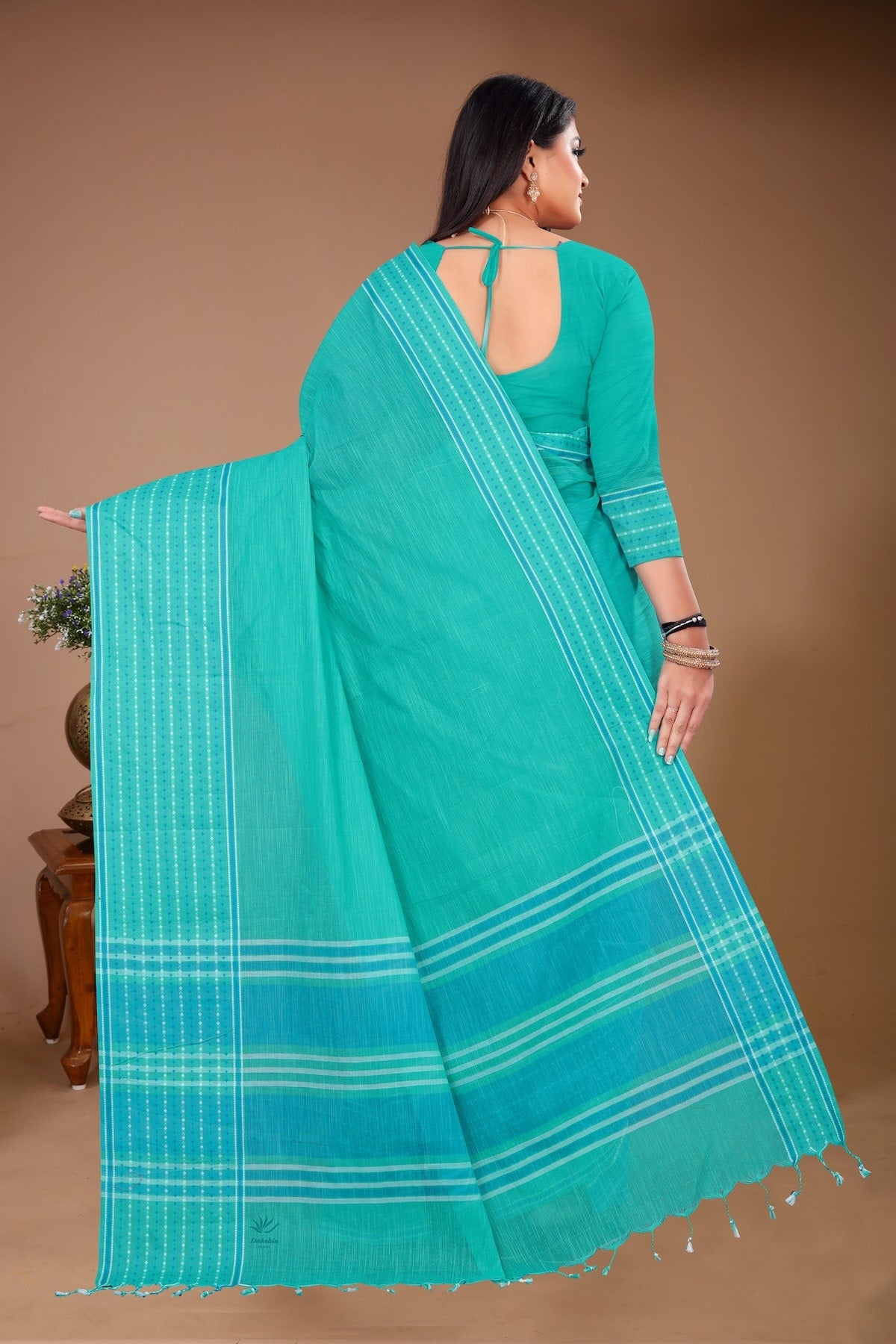 Saahil - Green Cotton Printed Saree