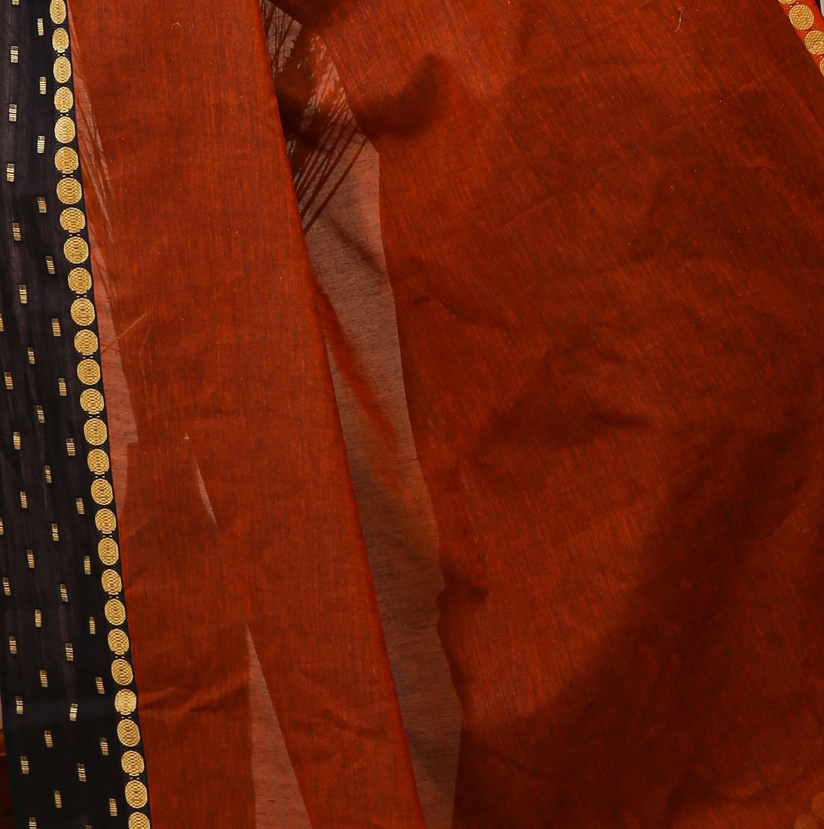 Sitara - Orange Cotton Self Design Saree