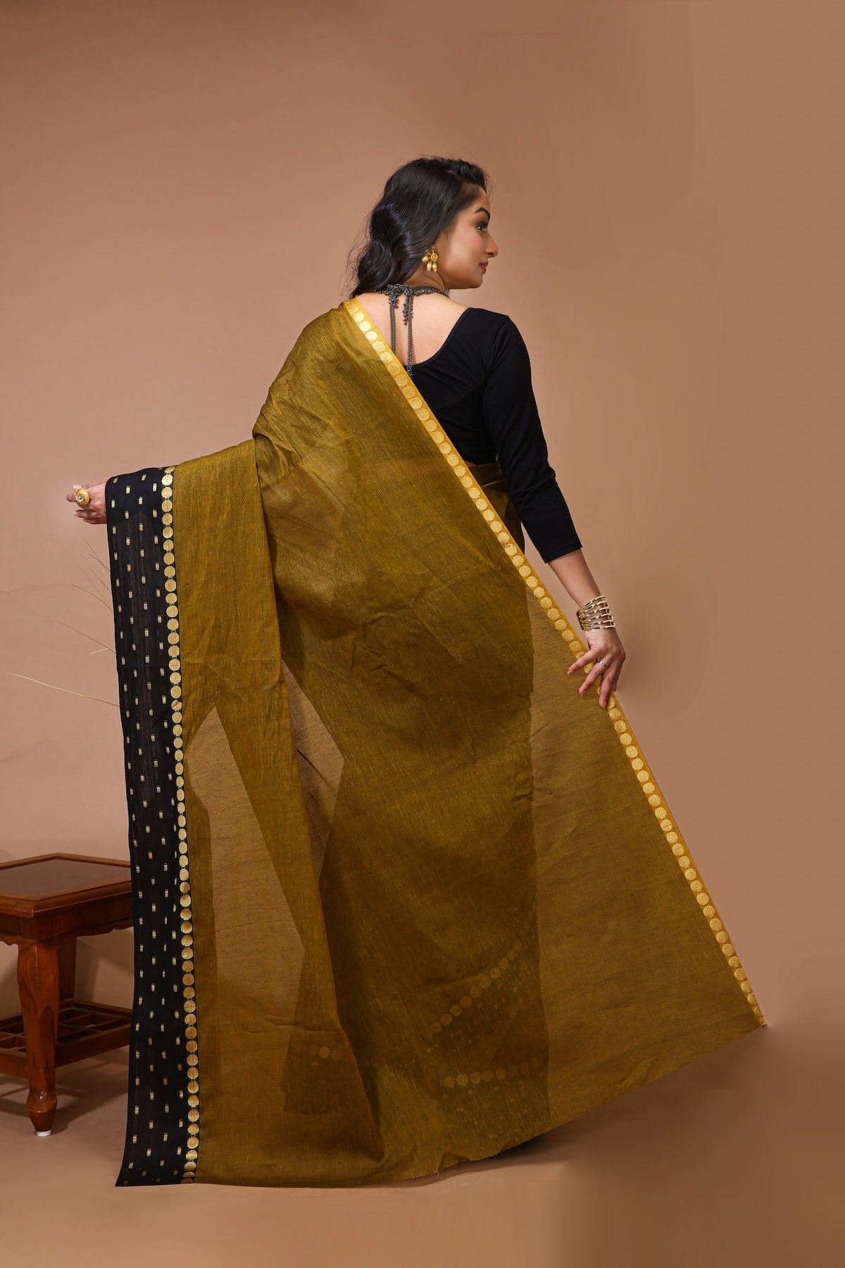 Sitara - Gold Cotton Self Design Saree