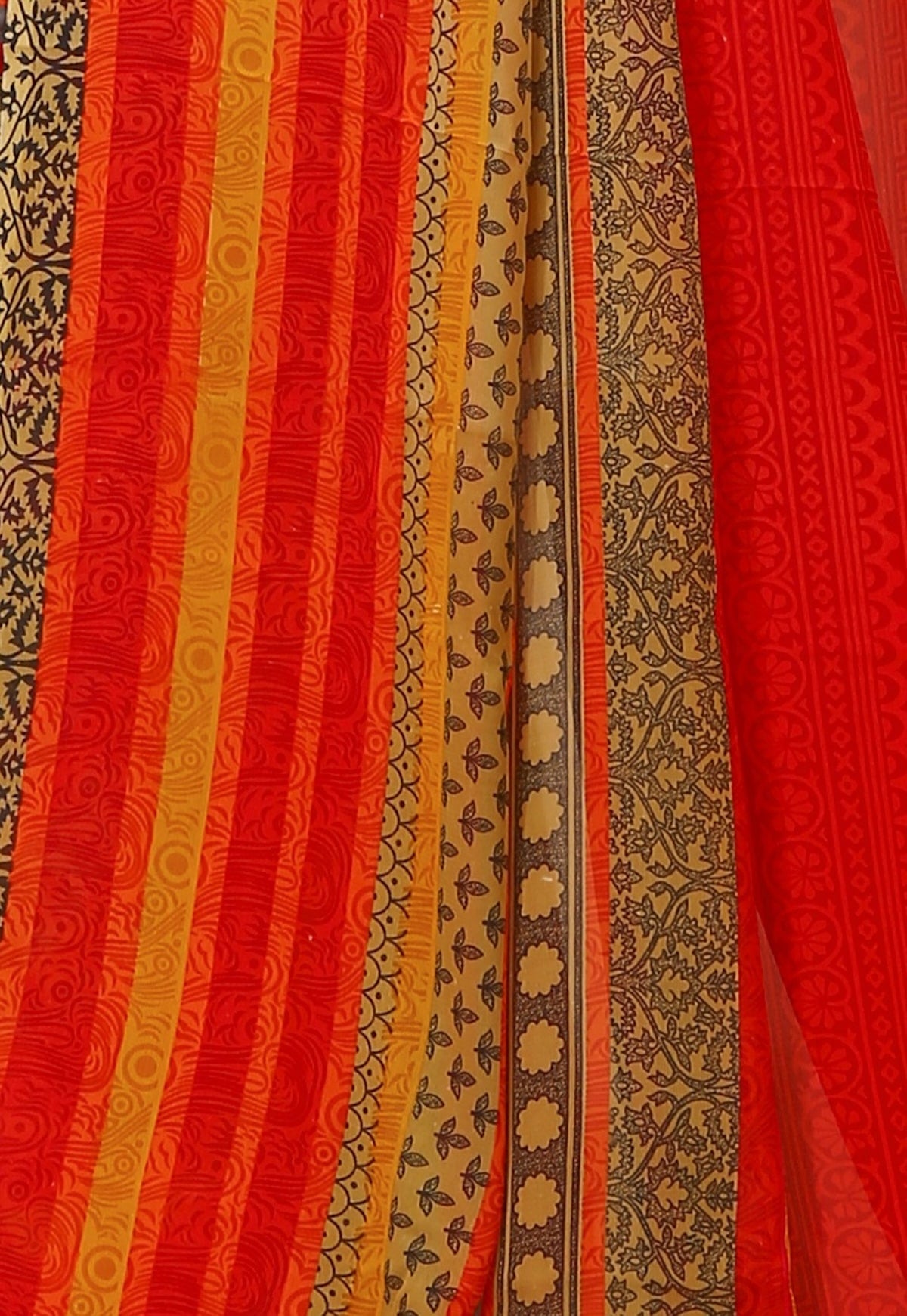 Taranga - Red Yellow Georgette Printed Saree