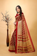 Alankriti - Red Gold Cotton Printed Saree