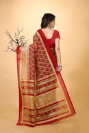 Alankriti - Red Gold Cotton Printed Saree