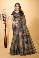 Sunehra - Black Gold Cotton Printed Saree