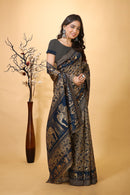 Sunehra - Black Gold Cotton Printed Saree