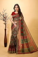 Kiran - Bronze Warli Print Cotton Blend Saree