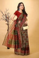 Kiran - Bronze Warli Print Cotton Blend Saree