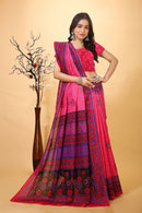 Suman - Pink Cotton Flower Print Saree