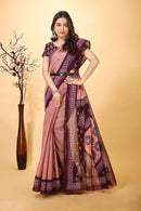 Prabha - Pink Cotton Printed Saree