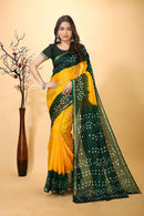 Jashn - Yellow Green Bandhani Printed Saree