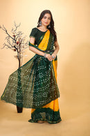 Jashn - Yellow Green Bandhani Printed Saree