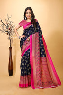 Jhilmil - Blue Pink Silk Banarasi Saree