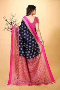 Jhilmil - Blue Pink Silk Banarasi Saree