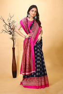 Jhilmil - Blue Pink Silk Banarasi Saree