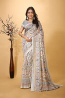 Hans - Pink White Pashmina Printed Saree