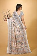 Hans - Pink White Pashmina Printed Saree