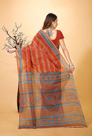 Rangini - Red Blue Cotton Saree