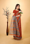 Rangini - Red Blue Cotton Saree