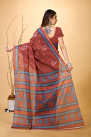 Mridul - Brown Grey Cotton Saree