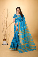 Mridul - Blue Grey Cotton Saree