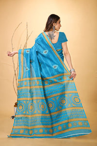 Mridul - Blue Grey Cotton Saree