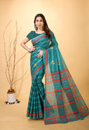 Rangini - Blue Red Cotton Saree