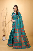 Rangini - Blue Red Cotton Saree