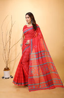 Rangini - Red Grey Cotton Saree