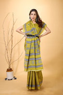 Mridul - Green Grey Cotton Saree