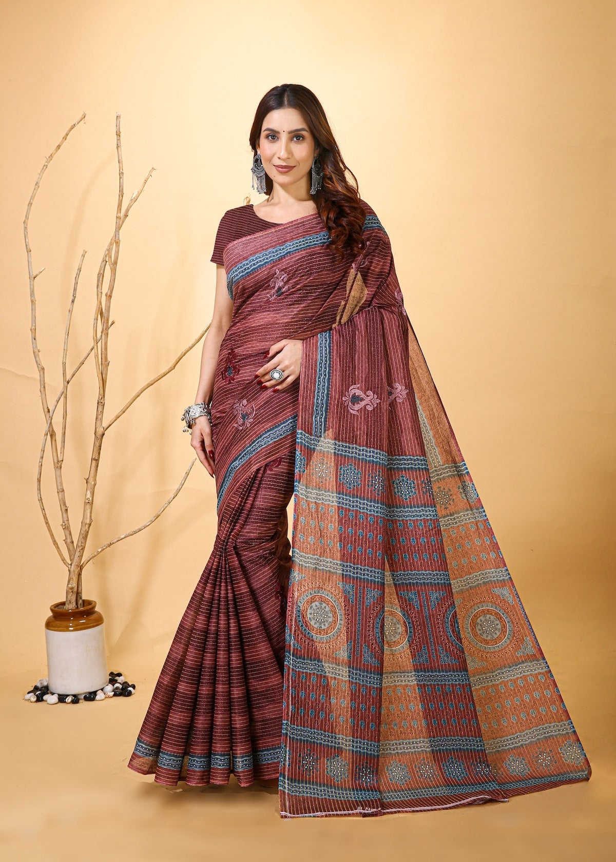 Rangini - Purple Blue Cotton Saree