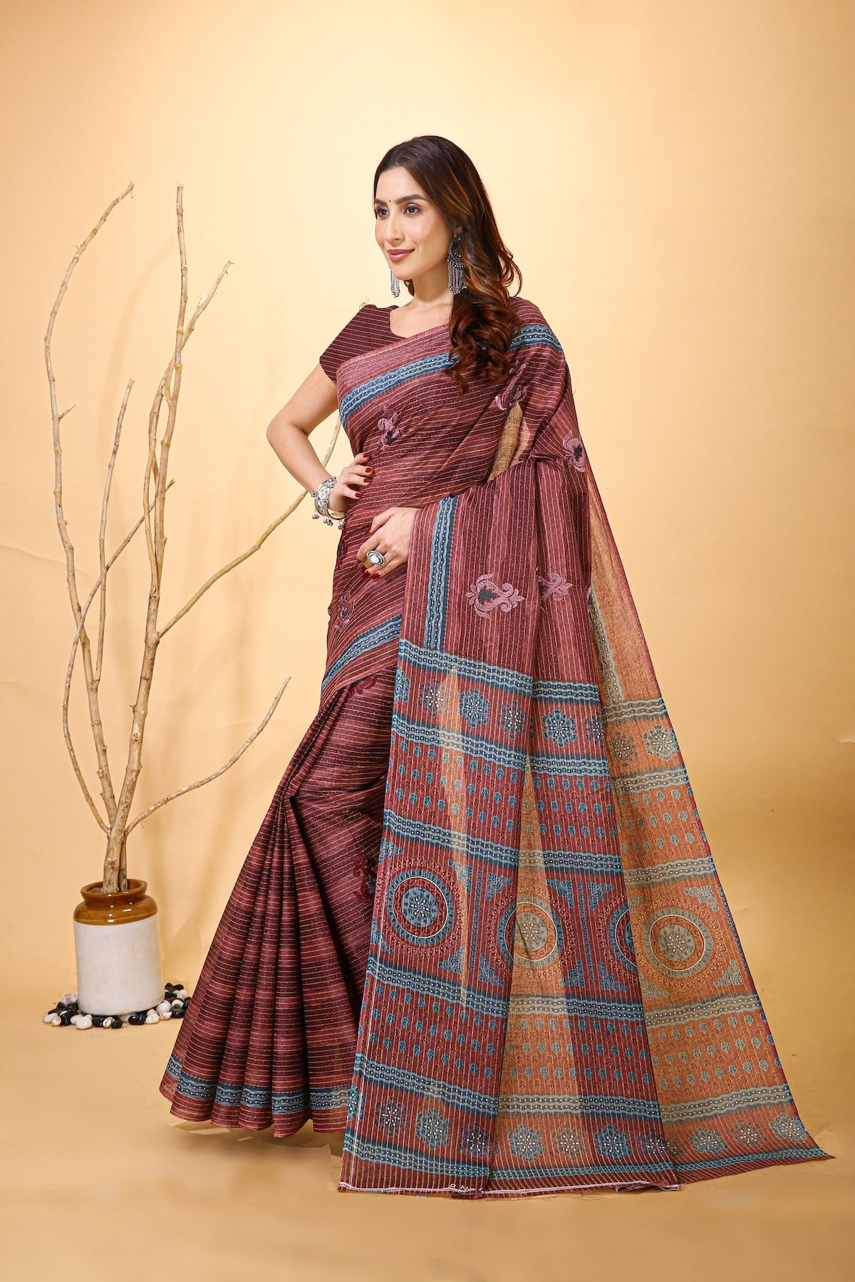 Rangini - Purple Blue Cotton Saree