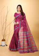 Mridul - Purple Grey Cotton Saree