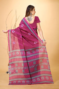 Mridul - Purple Grey Cotton Saree