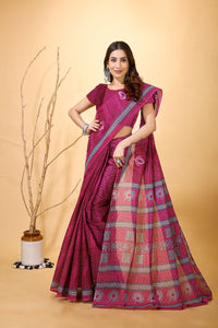 Mridul - Purple Grey Cotton Saree