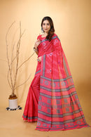 Mridul - Red Grey Cotton Saree