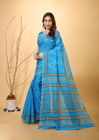 Rangini - Blue Mustard Cotton Saree