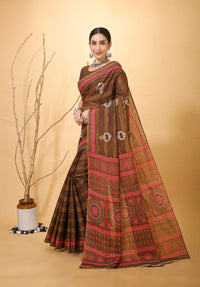 Rangini - Brown Pink Cotton Saree