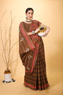 Rangini - Brown Pink Cotton Saree