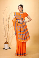 Mridul - Orange Grey Cotton Saree