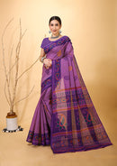 Chandni - Purple Cotton Kairi Print Saree