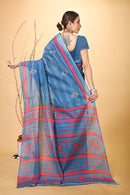 Rangini - Blue Red Cotton Saree