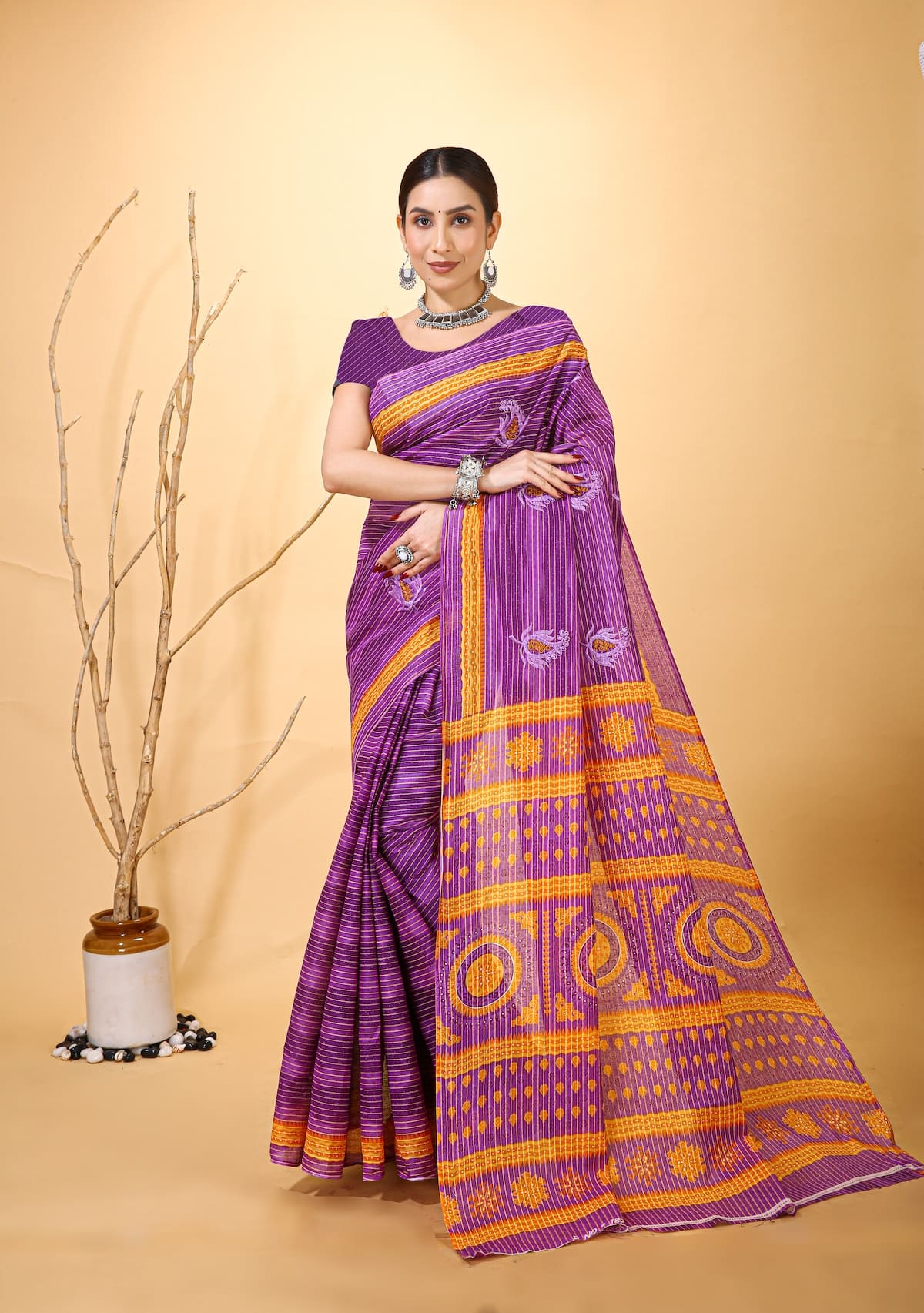 Rangini - Purple Blue Cotton Saree