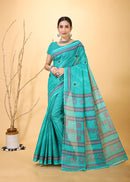 Mridul - Teal Grey Cotton Saree