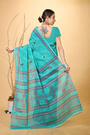 Mridul - Teal Grey Cotton Saree