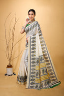 Bela - Green White Art Silk Printed Saree