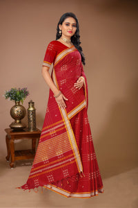 Aparajita - Red Yellow Cotton Printed Saree