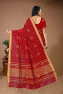 Aparajita - Red Yellow Cotton Printed Saree