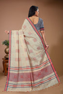 Aparajita - Cream Red Cotton Printed Saree