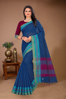 Sahaj - Blue Green Cotton Printed Saree