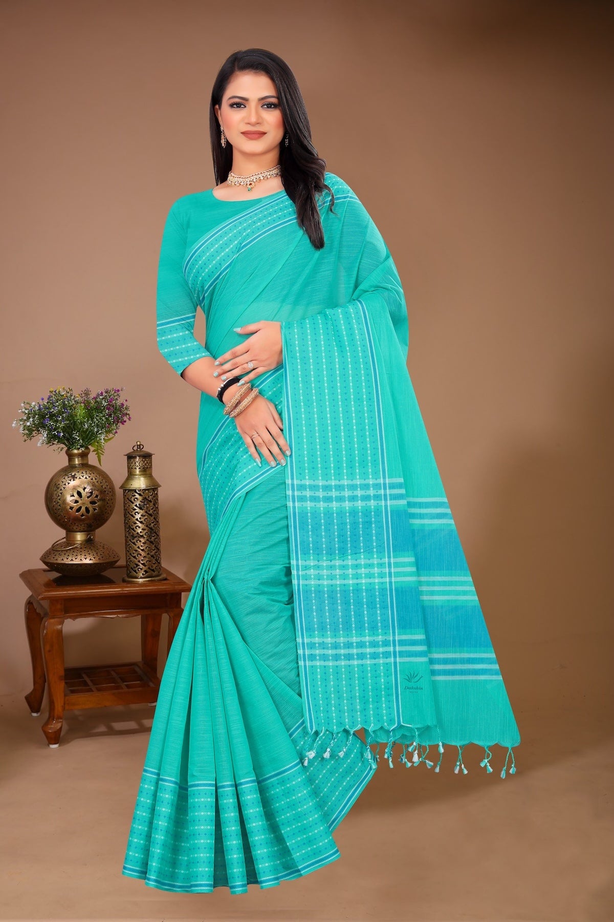 Saahil - Green Cotton Printed Saree